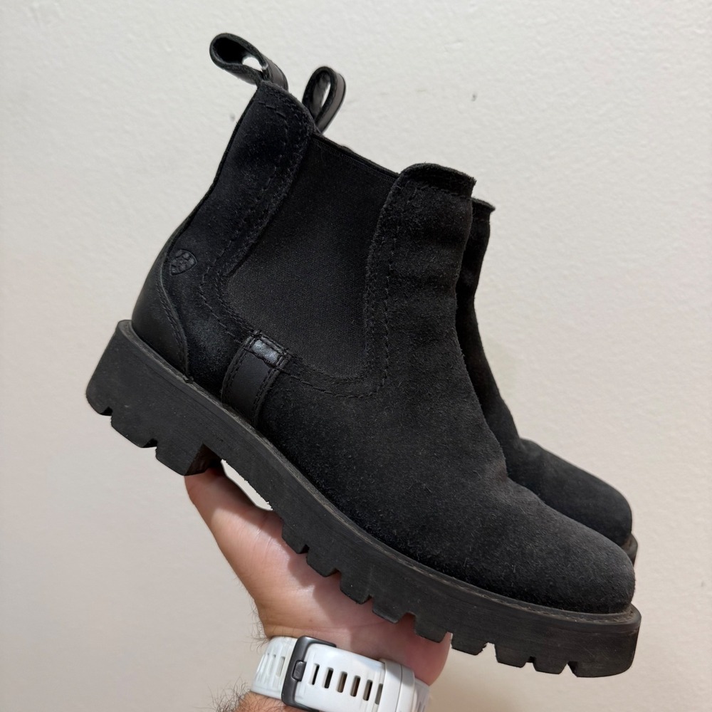 Ariat Wexford H2O Black Suede Waterproof Chelsea Lug Sole Boots Womens 6.5B